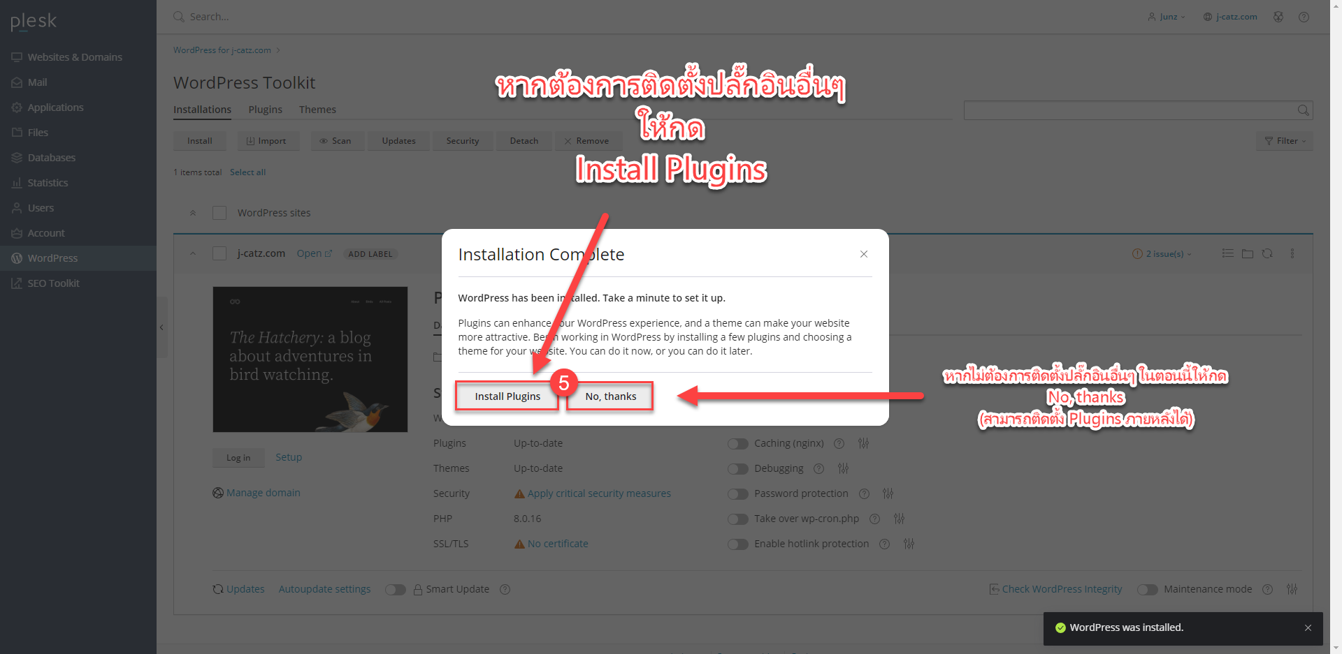 Install WP Plesk